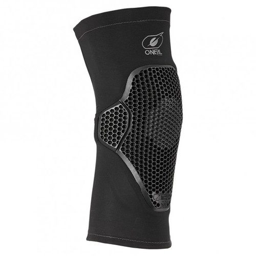 מגני ברכיים אוניל FLOW KNEE GUARD בצבע אפור עם שרוול לייקרה וטכנולוגיית ג'ל IPX, כוללים חור אוורור אחורי לנוחות מקסימלית ברכיבה