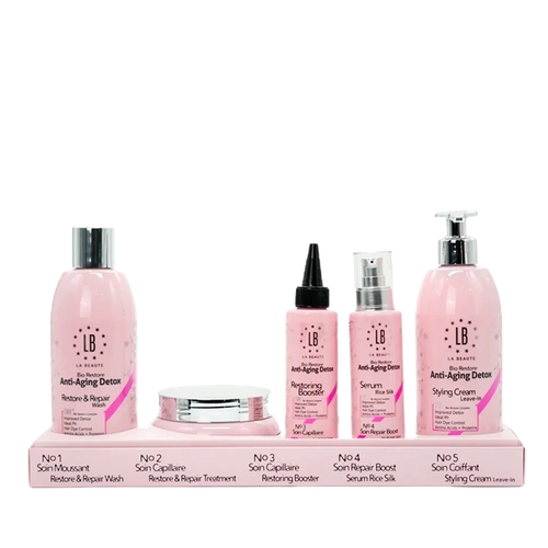מארז לה בוטה הסדרה הורודה BIO RESTORE הכולל 5 מוצרים - LA BEAUTE