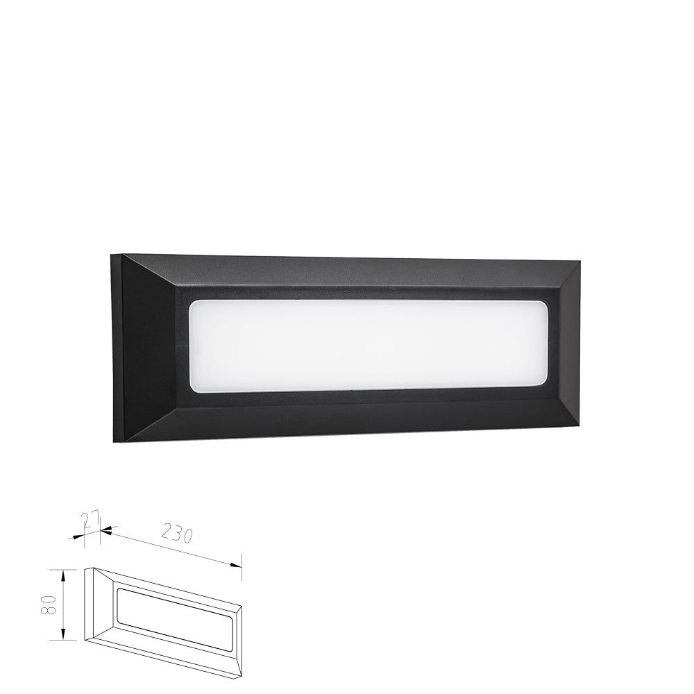 מנורת קיר חומה מלבני 4W CCT IP65 (שחור)