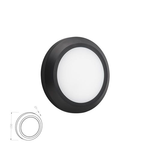 מנורת קיר חומה עגול 3W CCT IP65  (שחור)