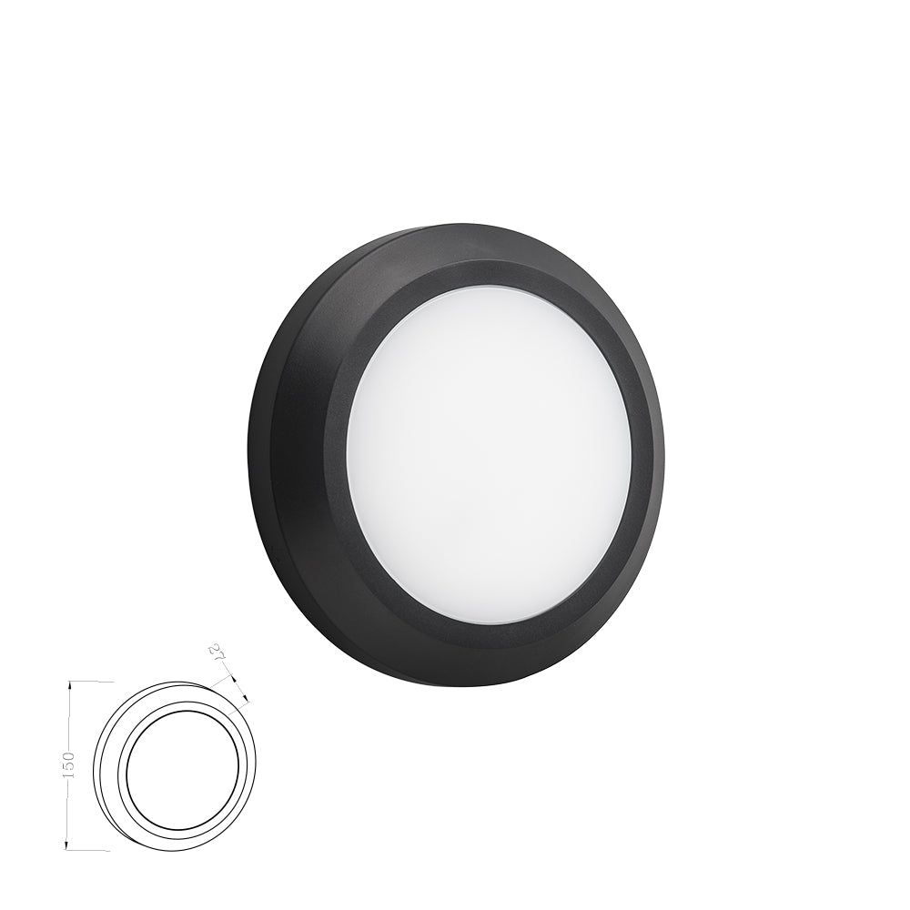 מנורת קיר חומה עגול 3W CCT IP65  (שחור)