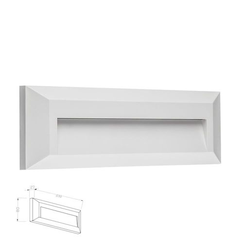 מנורת קיר חומה מלבני רפפה 2W CCT IP65 ( לבן )