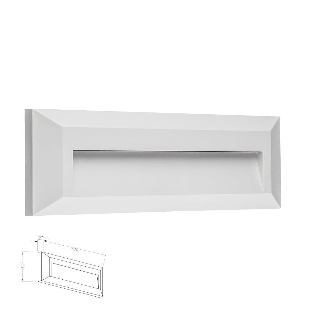 מנורת קיר חומה מלבני רפפה 2W CCT IP65 ( לבן )