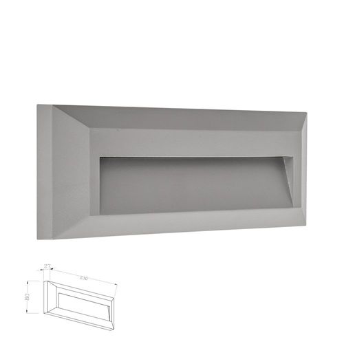 מנורת קיר חומה מלבני רפפה 2W CCT IP65 ( אפור )
