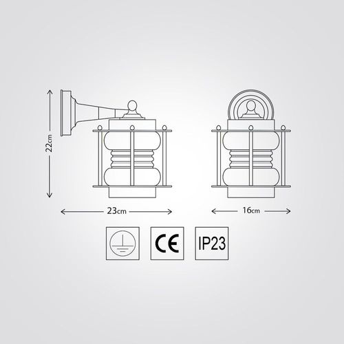 מנורת קיר גינה חוץ וינטג  פליז יצוק IP23