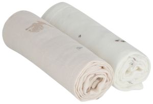 זוג חיתולי תינוק 70% סיבי במבוק ו 30% כותנה - ורוד בהיר/שמנת מודפס