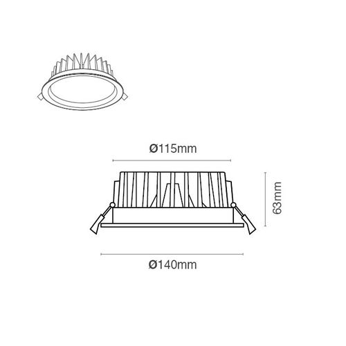 שקוע מקצועי 18W עגול לבן IP44 Ø140 אור חם