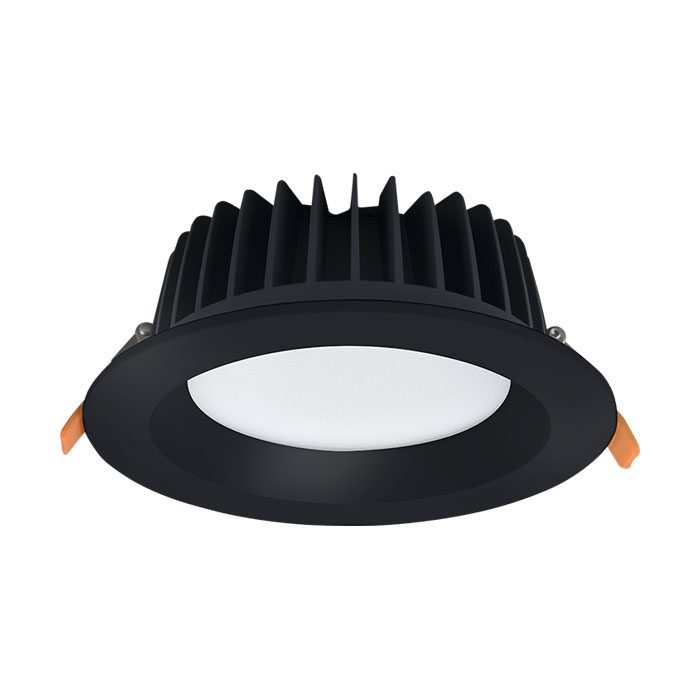 שקוע מקצועי 28W עגול שחור IP44 Ø190 אור חם