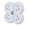 מפצל חשמל פרפר ל-4 שקעים עם 2 חיבורי USB 2.1A