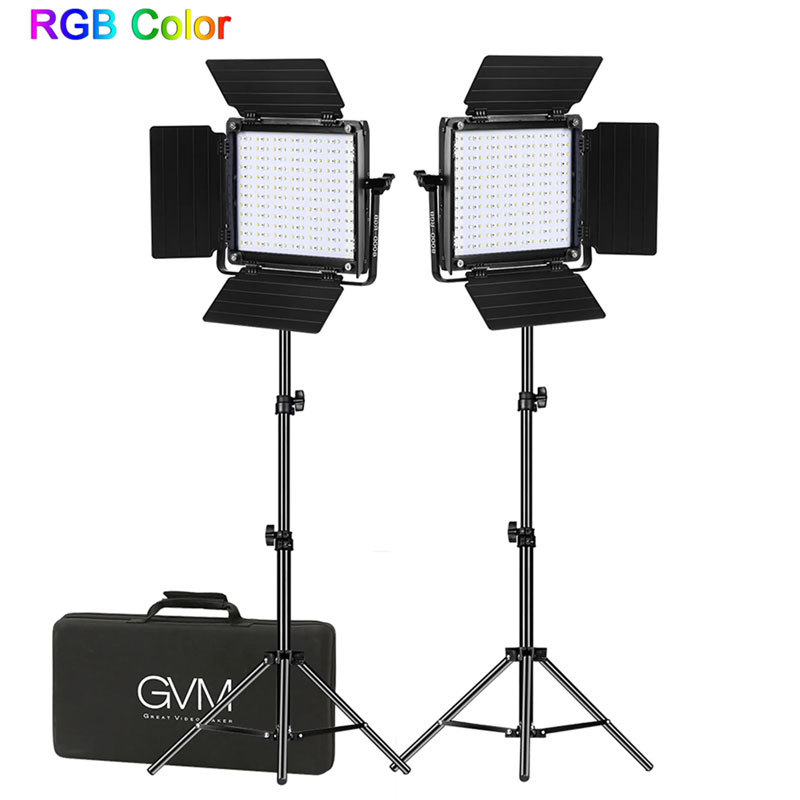 קיט 2 פנסי לד Gvm 800D-RGB-2L