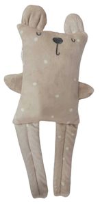 בובת חיבוק דו-צדדית (צד קטיפתי / צד טקסטורת פסים) עם מספר מרקמי בד - דוב/ארנב ורוד