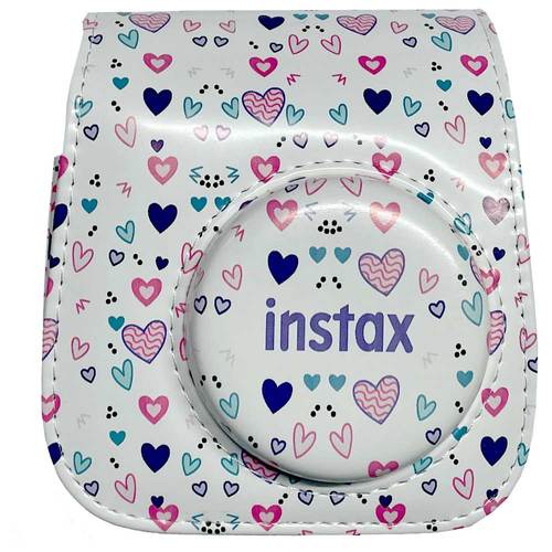 תיק לFUJI INSTAX MINI 11 לבן עם לבבות