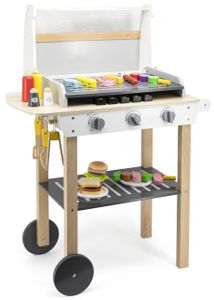 עמדת גריל / ברביקיו / מנגל מעץ למשחקי דמיון עם 47 אביזרי משחק