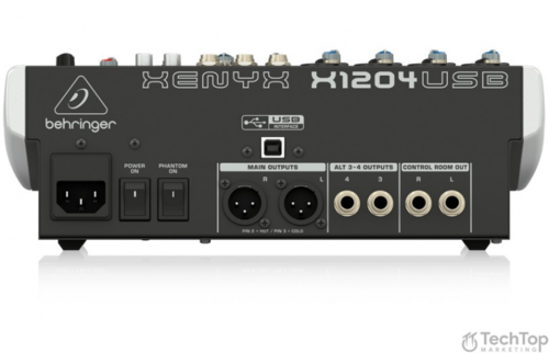 מיקסר 12 ערוצים X1204USB הכולל קומפרסור לערוצי המיקרופון, מולטי אפקט וחיבור למחשב מבית Behringer