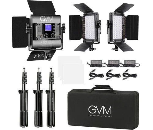 קיט 3 פנסי לד GVM 800D-RGB-3L