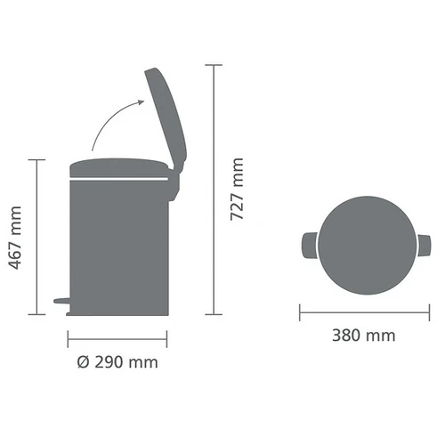 פח פדל 20 ליטר אפור בטון מינרלי Brabantia - NewIcon