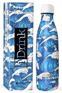 בקבוק תרמי מעוצב IDrink שומר חום וקור 500 מ"ל - גלים
