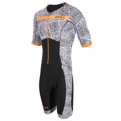 חליפת טריאתלון גברים ZONE3 MAN ACTIVATE PLUS TRIATHLON SUIT שחור-לבן אלסטית טכנית אוורירית ומנדפת מאוד
