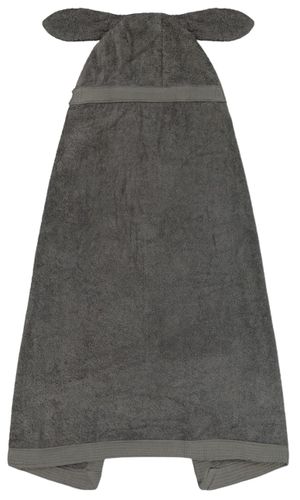 מגבת חיבוקי - מגבת רחצה לתינוק עם קפוצ'ון ואוזניים 100% כותנה - אפור כהה