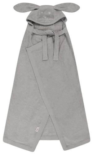 מגבת חיבוקי - מגבת רחצה לתינוק עם קפוצ'ון ואוזניים 100% כותנה - אפור בהיר