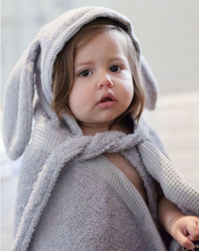 מגבת חיבוקי - מגבת רחצה לתינוק עם קפוצ'ון ואוזניים 100% כותנה - ורוד בהיר