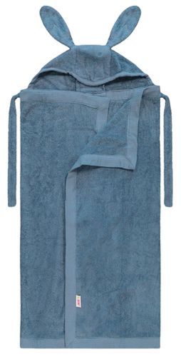 מגבת חיבוקי - מגבת רחצה לתינוק עם קפוצ'ון ואוזניים 100% כותנה - כחול ג'ינס