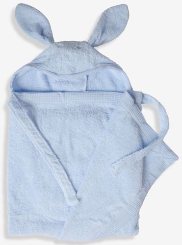 מגבת חיבוקי - מגבת רחצה לתינוק עם קפוצ'ון ואוזניים 100% כותנה - תכלת בייבי