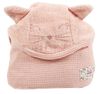 מגבת חיבוקי - מגבת רחצה לתינוק עם קפוצ'ון ואוזניים 100% כותנה - ורוד מסטיק