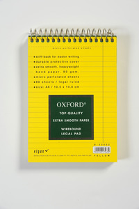פנקס OXFORD שורה A6 לבן/צהוב