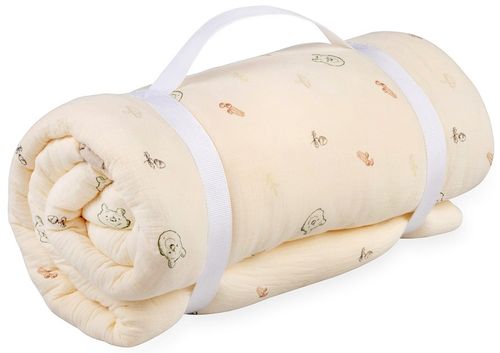 משטח פעילות עגול משולב סל אחסון מבד 100% כותנה טטרא - פו הדוב בז'