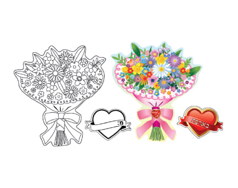 ערכת יצירה - זר פרחים לצביעה עם ברכת לב - 36 יח'