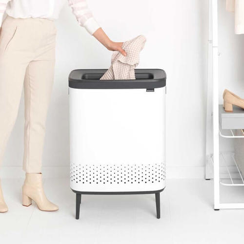 סל כביסה מחולק 45+45 ליטר, BO לבן Brabantia