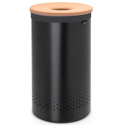 סל כביסה עגול שחור מט 60 ליטר Brabantia