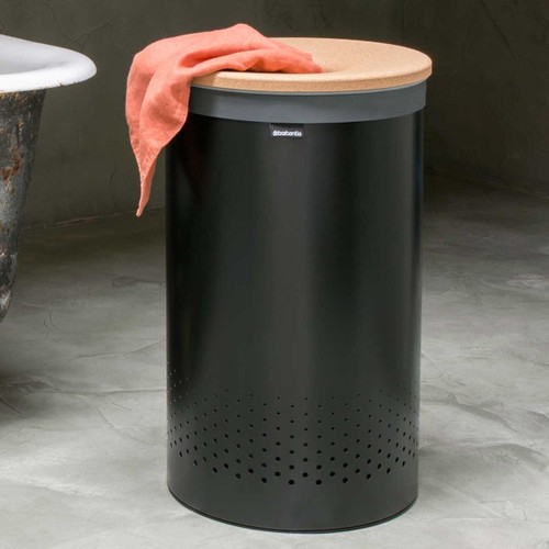 סל כביסה עגול שחור מט 60 ליטר Brabantia