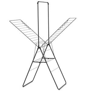 מתלה לכביסה מתקפל 25 מטר עם מוט תלייה, שחור מט Brabantia