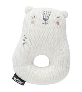 רעשן חיות סרוג עם חור אחיזה לקישוט ומשחק 100% כותנה - שמנת