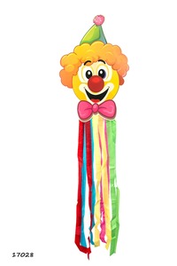 קישוט ליצן לתלייה עם ניירות קרפ צבעונייים