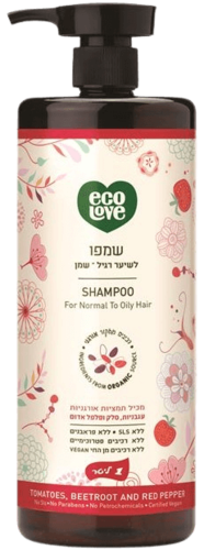 שמפו אדום לשיער רגיל-שמן 1 ליטר ecolove