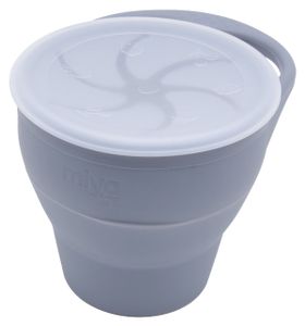 כוס חטיפים מתקפלת עם מכסה מסיליקון טבעי - כחול ג