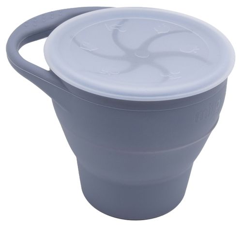 כוס חטיפים מתקפלת עם מכסה מסיליקון טבעי - כחול ג'ינס