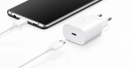 מטען קיר באורך 1.8 מ' Samsung Super Fast Travel Charger 25W + כבל טייפ סי לבן יבואן רשמי