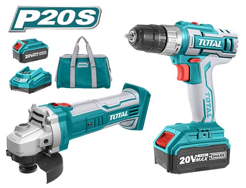 ערכת מקדחה ומשחזת זווית 20V TCKLI2009