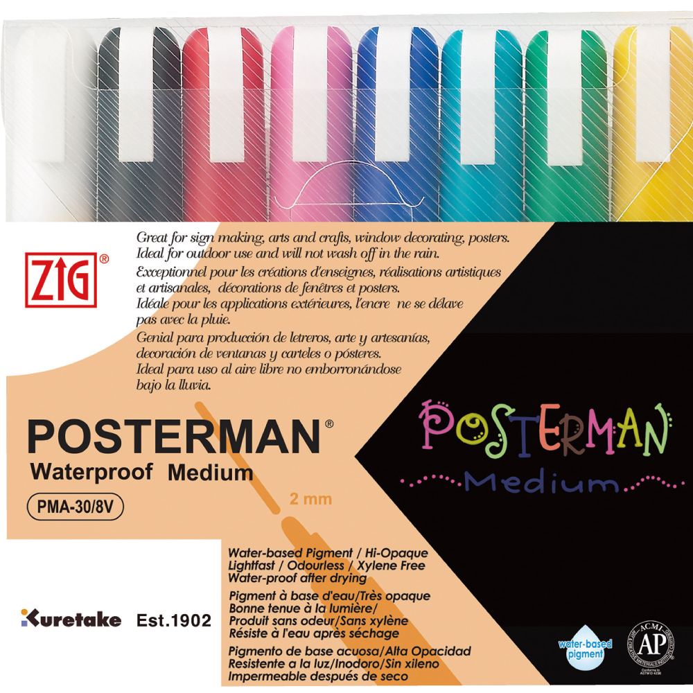 סט 8 טושי POSTERMAN (2 מ"מ)