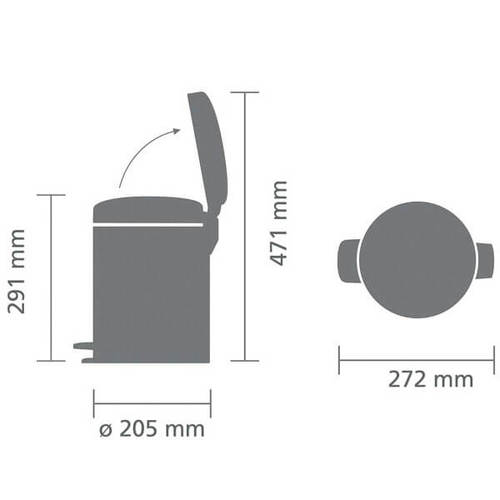 פח אשפה עגול 5 ליטר, לבן Brabantia