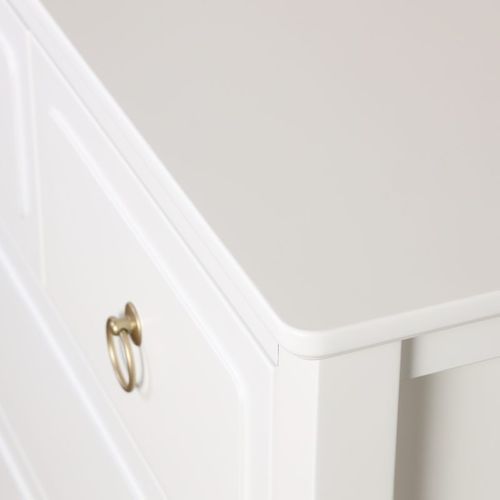 שידת החתלה רחבה לתינוק קרן בסגנון כפרי וידיות מוזהבות עשויה MDF - לבן