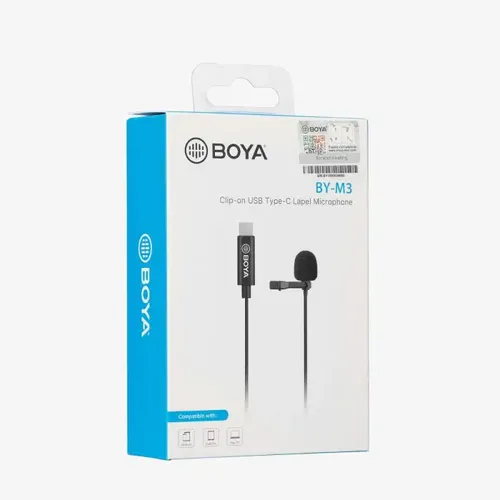 מיקרופון דש חוטי 6 מטר בחיבור  BOYA by-M3 USB TYPE C