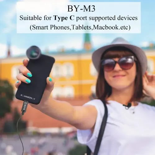 מיקרופון דש חוטי 6 מטר בחיבור  BOYA by-M3 USB TYPE C