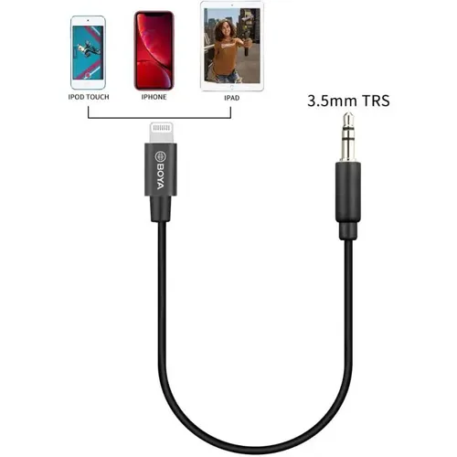 מיקרופון דש חוטי 6 מטרים, לחיבור למכשירי IOS אייפון/אייפד BOYA by-M2