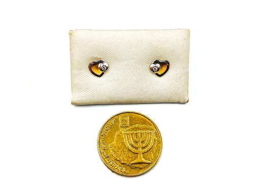 עגיל צמוד לב צהוב לבן