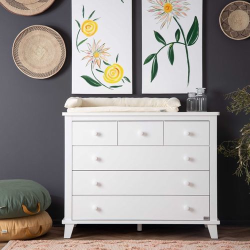 שידת החתלה רחבה לתינוק אמבר עשויה MDF בציפוי מלמין - לבן